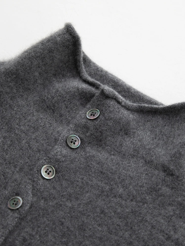 Cashmere Reversible Turtleneck Cardigan Sweater